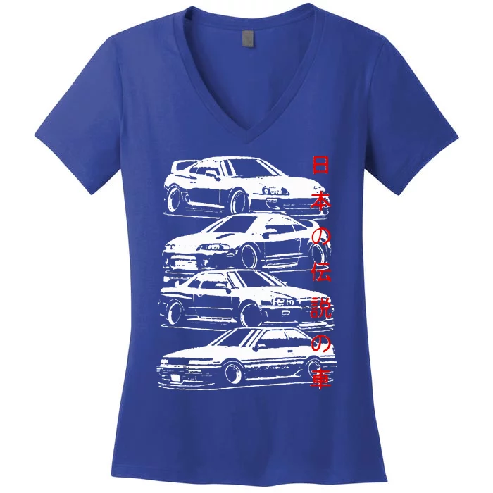 Skyline Automotive Jdm Legend Tuning Car Women's V-Neck T-Shirt