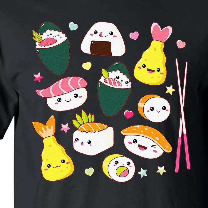 Sushi Anime Kawaii Set Japanese Food Lover Tall T-Shirt