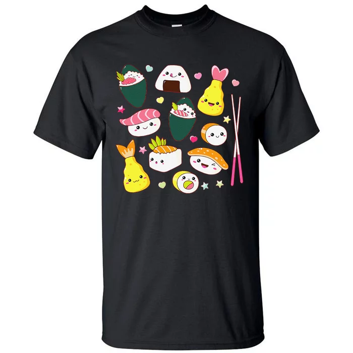 Sushi Anime Kawaii Set Japanese Food Lover Tall T-Shirt