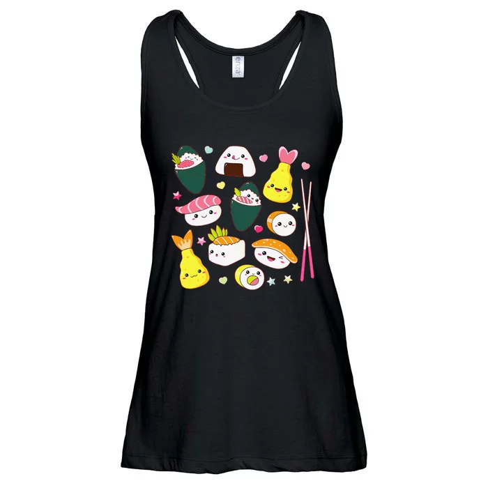 Sushi Anime Kawaii Set Japanese Food Lover Ladies Essential Flowy Tank