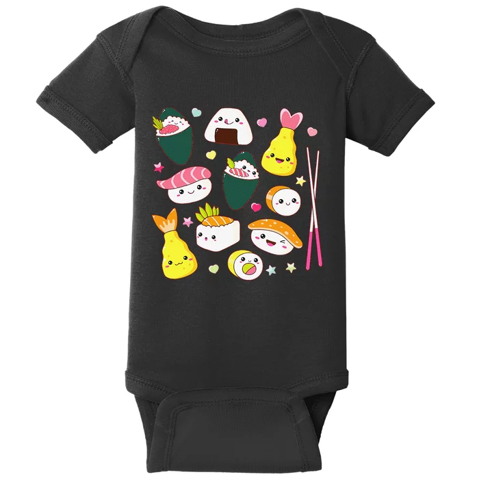 Sushi Anime Kawaii Set Japanese Food Lover Baby Bodysuit