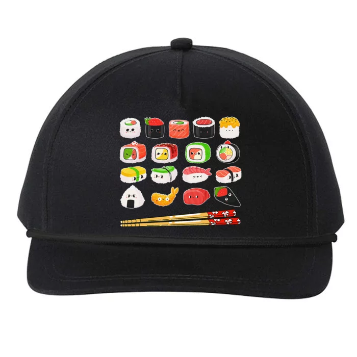 Sushi Anime Kawaii Japanese Food Lover Otaku Manga Snapback Five-Panel Rope Hat