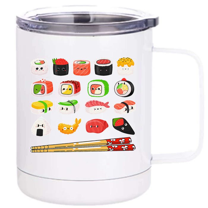 Sushi Anime Kawaii Japanese Food Lover Otaku Manga Front & Back 12oz Stainless Steel Tumbler Cup