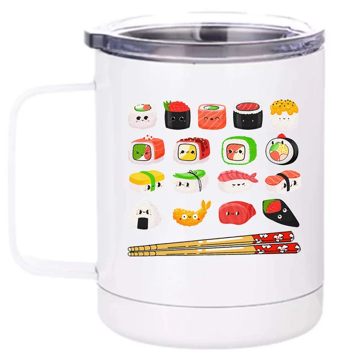 Sushi Anime Kawaii Japanese Food Lover Otaku Manga Front & Back 12oz Stainless Steel Tumbler Cup