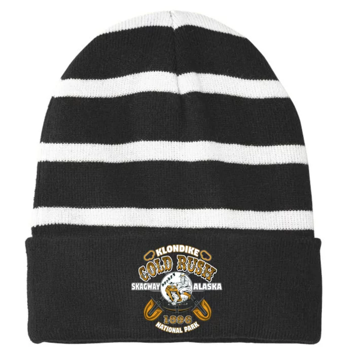 Skagway Alaska Klondike Gold Rush National Park Keepsake Striped Beanie with Solid Band