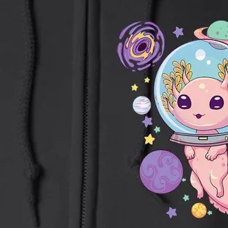 Space Axolotl Kawaii Pastel Goth Anime Aesthetic Nu Goth Full Zip Hoodie