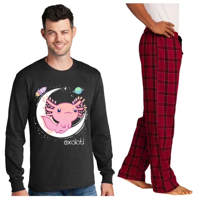 Space Axolotl Kawaii Pastel Goth | Japan Anime Comic Long Sleeve Pajama Set