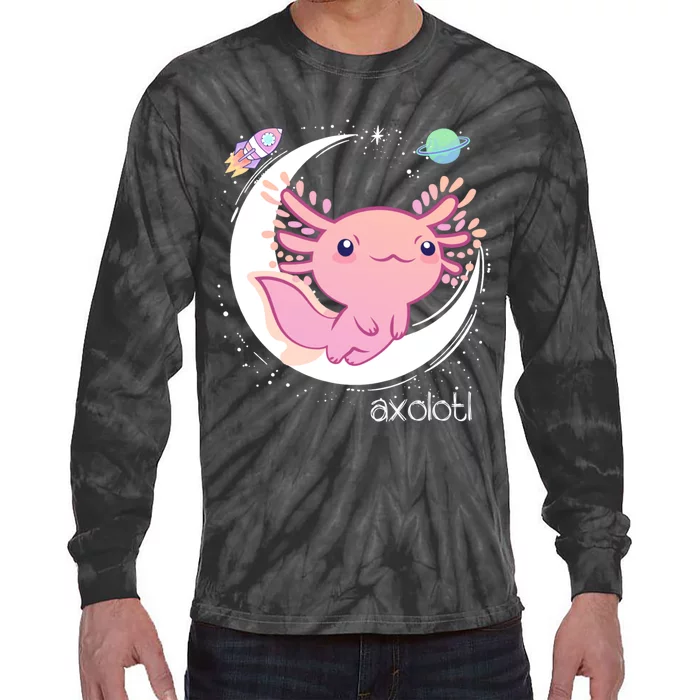 Space Axolotl Kawaii Pastel Goth | Japan Anime Comic Tie-Dye Long Sleeve Shirt