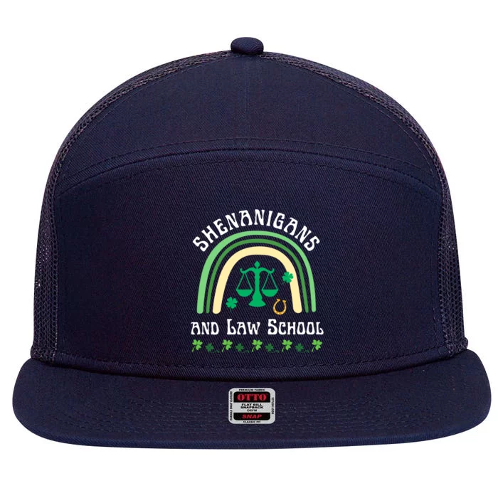 Shenanigans And Law School St Patrick's Day Lawyer Attorney Funny Gift 7 Panel Mesh Trucker Snapback Hat