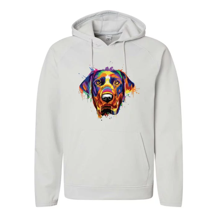 Splash Art Labrador Retriever Lab Lover Gifts Performance Fleece Hoodie