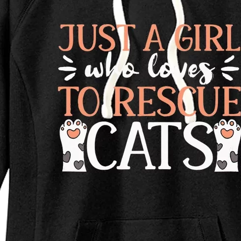 Shelter Animal Love Just A Who Loves To Rescue Cats Women's Fleece Hoodie