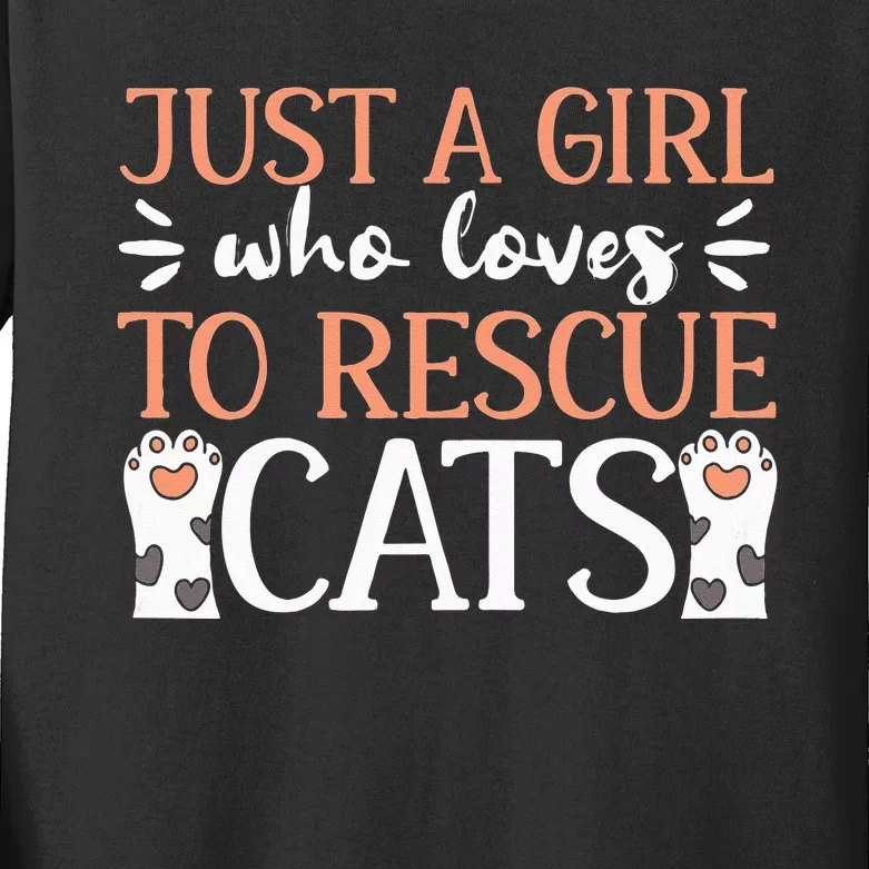 Shelter Animal Love Just A Who Loves To Rescue Cats Kids Long Sleeve Shirt