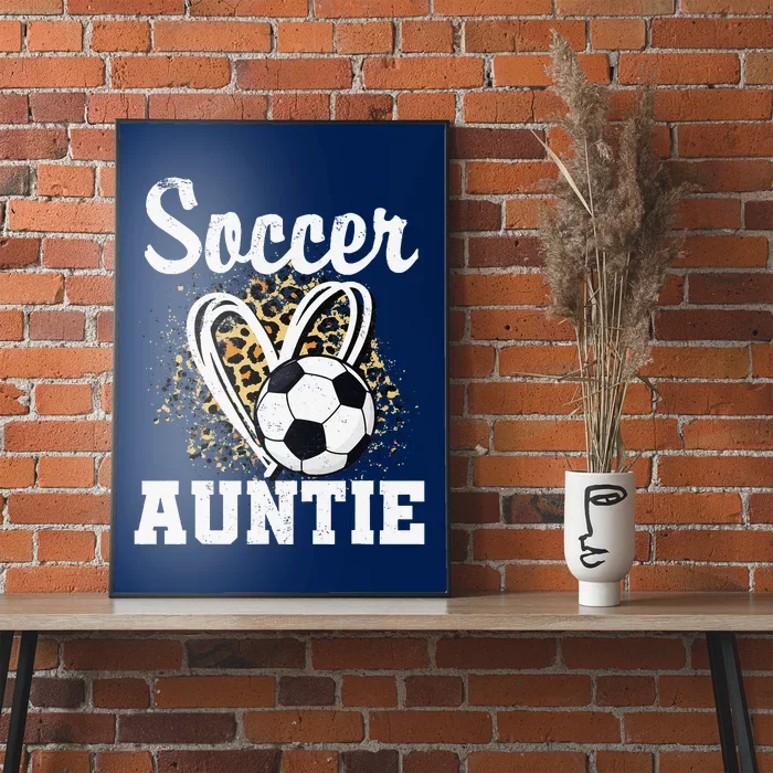 Soccer Auntie Leopard Heart Poster