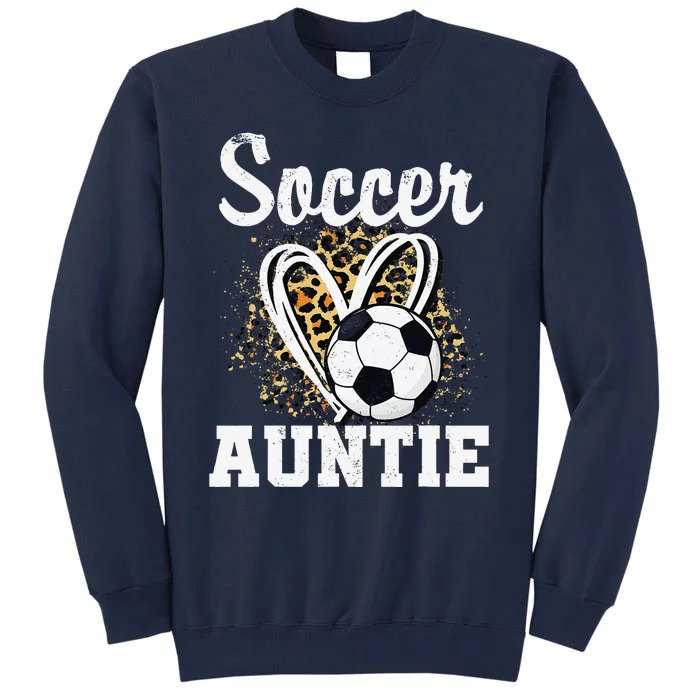 Soccer Auntie Leopard Heart Tall Sweatshirt