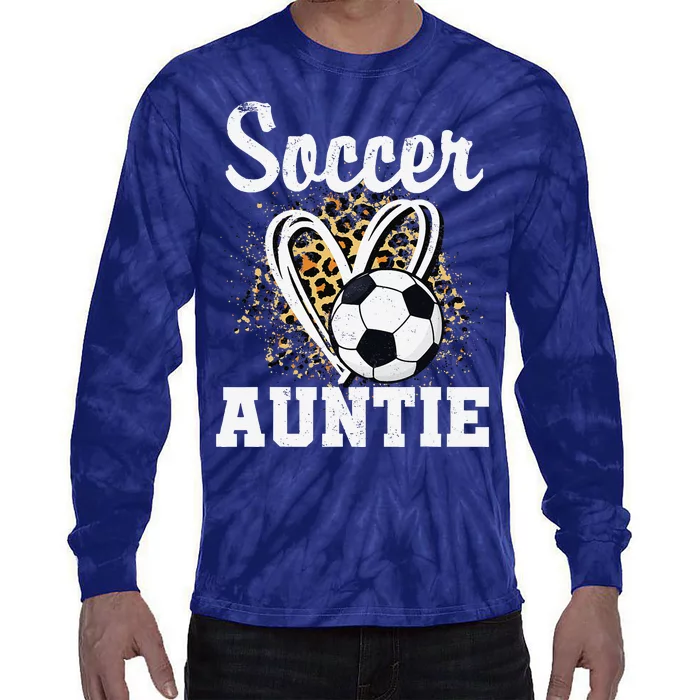 Soccer Auntie Leopard Heart Tie-Dye Long Sleeve Shirt