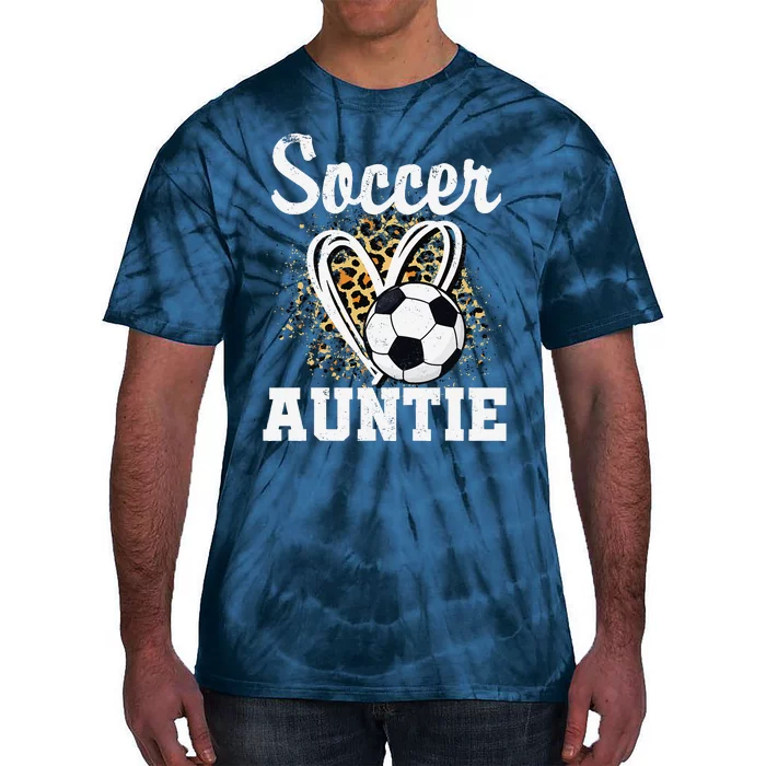 Soccer Auntie Leopard Heart Tie-Dye T-Shirt