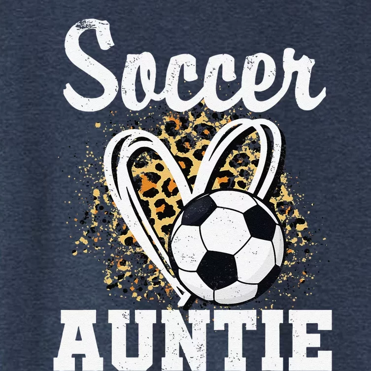 Soccer Auntie Leopard Heart Women's Crop Top Tee