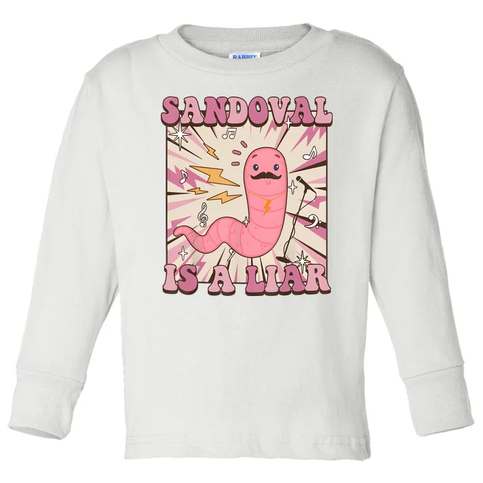 Sandovals A Liar Worm With A Mustache Toddler Long Sleeve Shirt