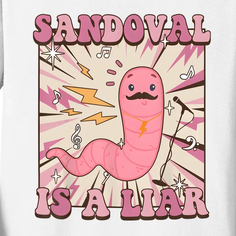 Sandovals A Liar Worm With A Mustache Kids Long Sleeve Shirt