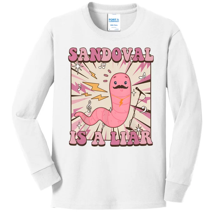 Sandovals A Liar Worm With A Mustache Kids Long Sleeve Shirt