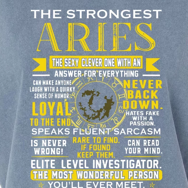 Strongest Aries Loyal Can Read Your Mind Zodiac Birthday Garment-Dyed Women's Muscle Tee