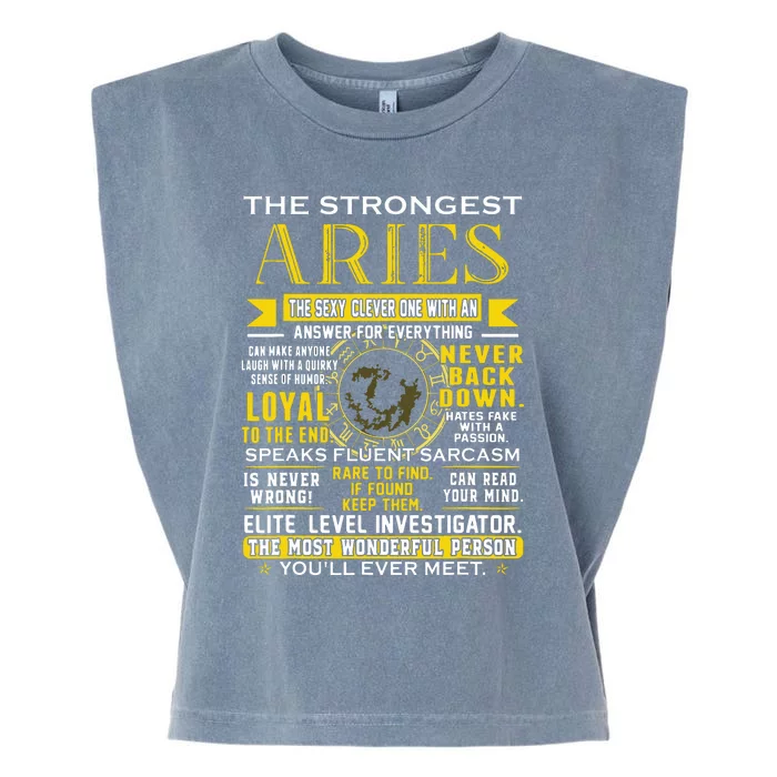 Strongest Aries Loyal Can Read Your Mind Zodiac Birthday Garment-Dyed Women's Muscle Tee