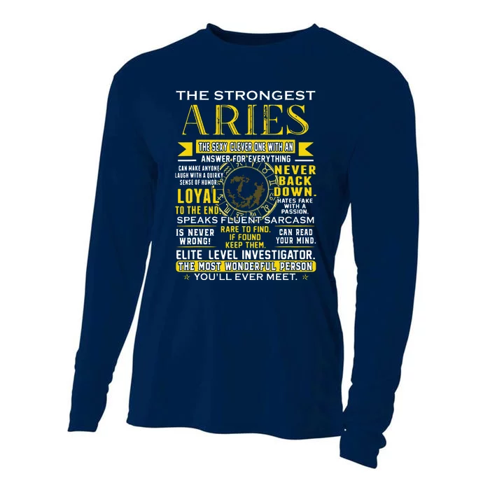 Strongest Aries Loyal Can Read Your Mind Zodiac Birthday Cooling Performance Long Sleeve Crew