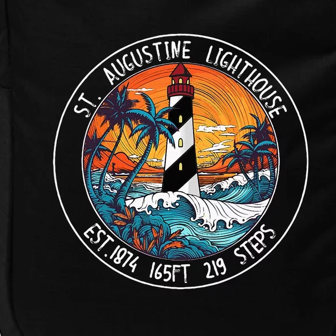 St. Augustine Lighthouse Florida Retro Sunset Palm Trees Impact Tech Backpack