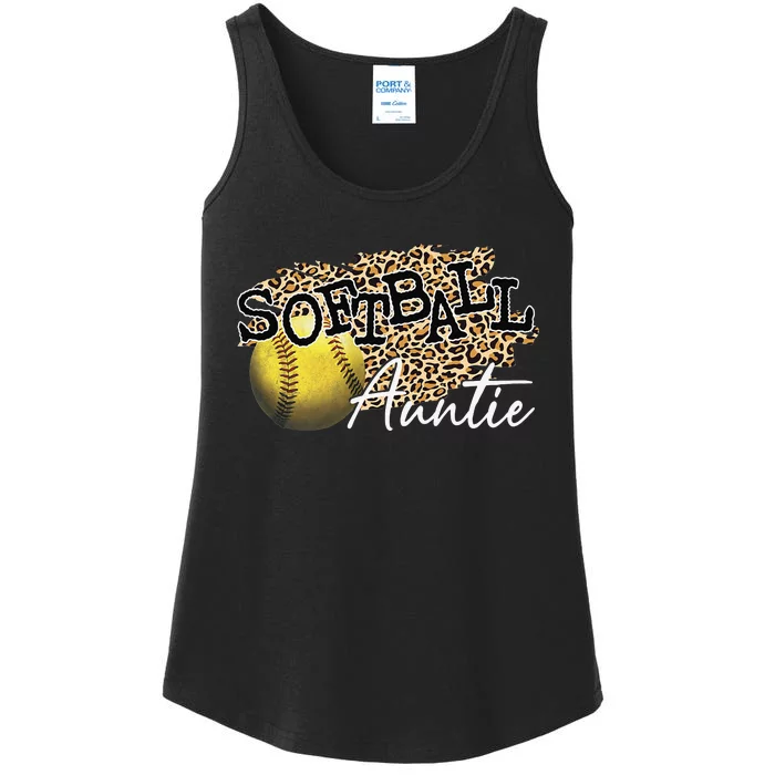 Softball Auntie Leopard Softball Auntie Ladies Essential Tank