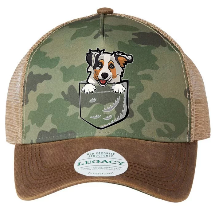 S Adorable Little Australian Shepherd Dog In The Pocket V Neck Legacy Tie Dye Trucker Hat