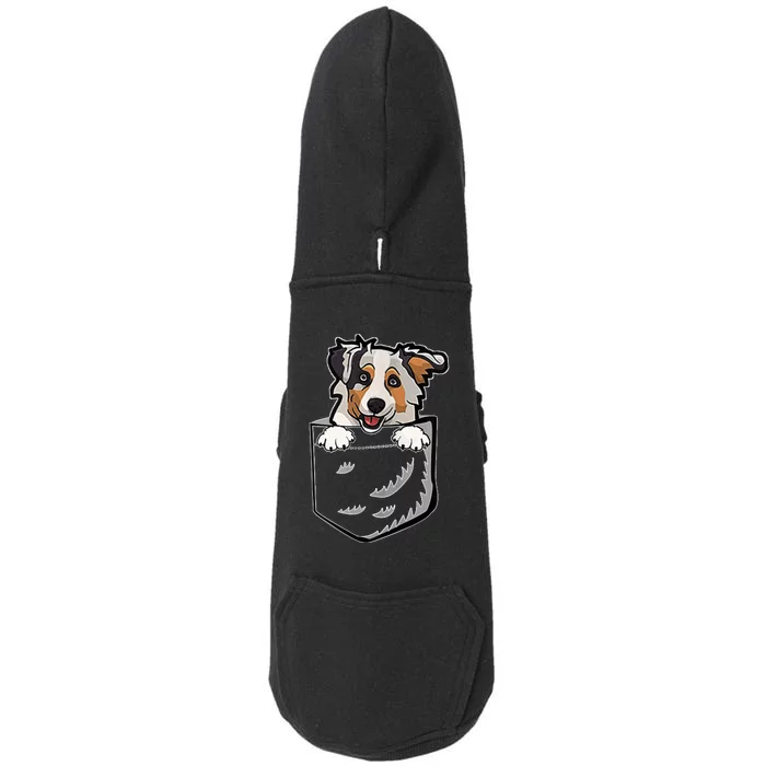 S Adorable Little Australian Shepherd Dog In The Pocket V Neck Doggie 3-End Fleece Hoodie