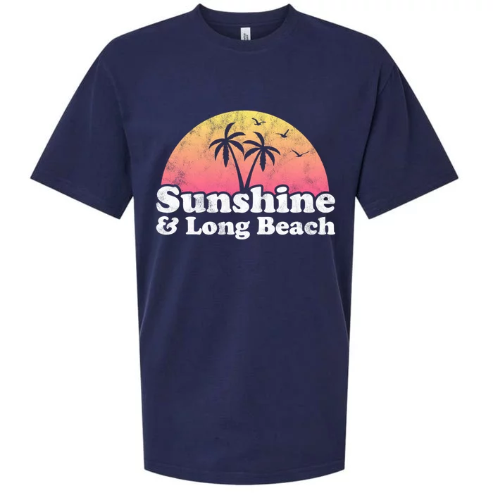 Sunshine And Long Beach Ca California Meaningful Gift Sueded Cloud Jersey T-Shirt