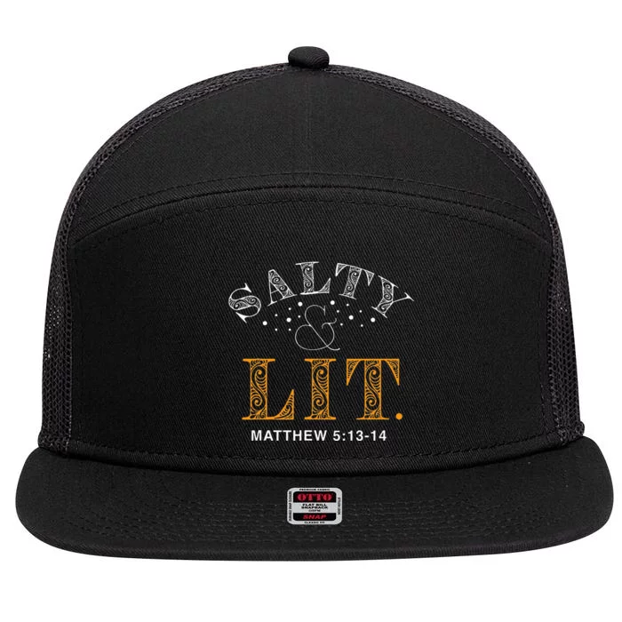 Salty And Lit Christian Bible Verse Religious 7 Panel Mesh Trucker Snapback Hat