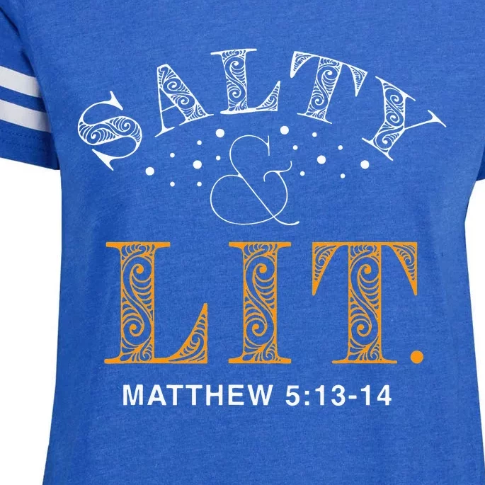 Salty And Lit Christian Bible Verse Religious Enza Ladies Jersey Football T-Shirt