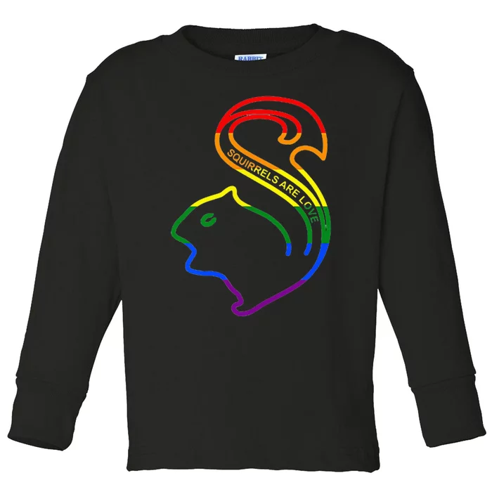 Squirrels Are Love LGBT Rainbow Pride Toddler Long Sleeve Shirt