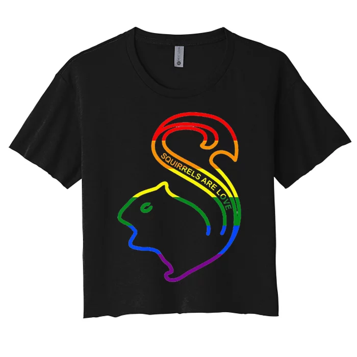 Squirrels Are Love LGBT Rainbow Pride Women's Crop Top Tee