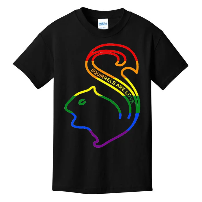 Squirrels Are Love LGBT Rainbow Pride Kids T-Shirt