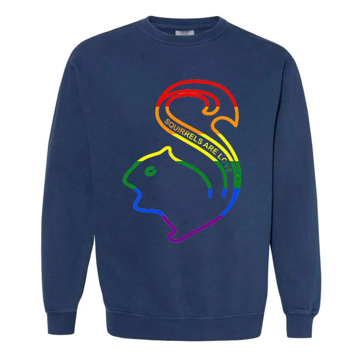 Squirrels Are Love LGBT Rainbow Pride Garment-Dyed Sweatshirt