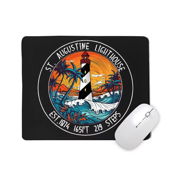 St. Augustine Lighthouse Florida Retro Sunset Palm Trees Mousepad