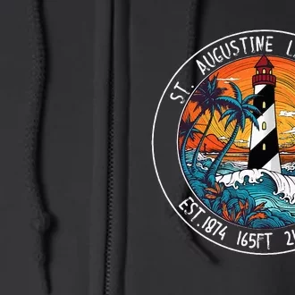 St. Augustine Lighthouse Florida Retro Sunset Palm Trees Full Zip Hoodie