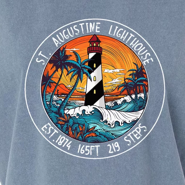 St. Augustine Lighthouse Florida Retro Sunset Palm Trees Garment-Dyed Women's Muscle Tee