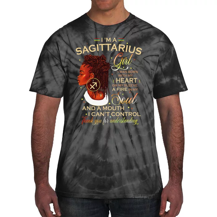 Sagittarius Afro Locs Zodiac Signs Birthday Gift Tie-Dye T-Shirt