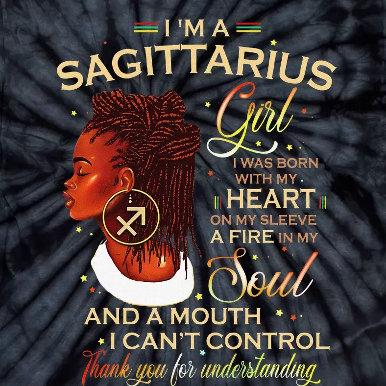 Sagittarius Afro Locs Zodiac Signs Birthday Gift Tie-Dye T-Shirt