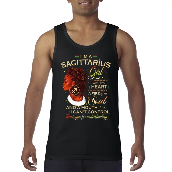 Sagittarius Afro Locs Zodiac Signs Birthday Gift Tank Top