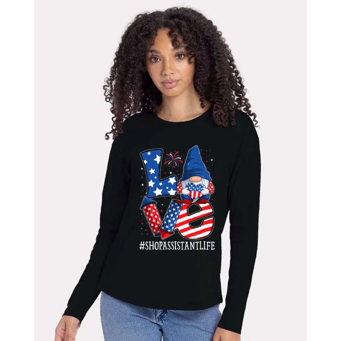 Shop Assistant Love 4th Of July Gnome Usa Patriotic Great Gift Womens Cotton Relaxed Long Sleeve T-Shirt