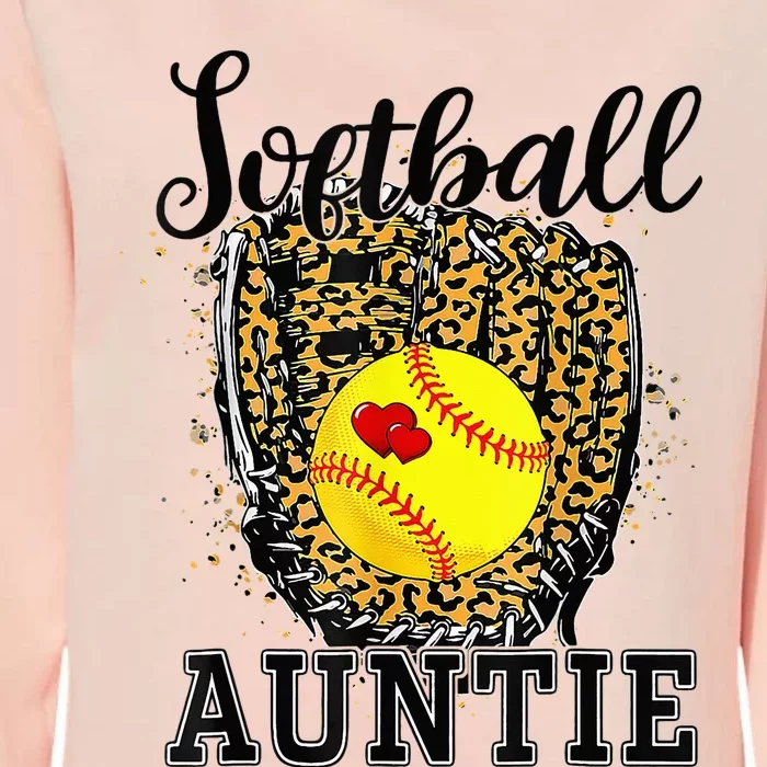 Softball Auntie Leopard Game Day Aunt Mor Softball Lover Womens California Wash Sweatshirt