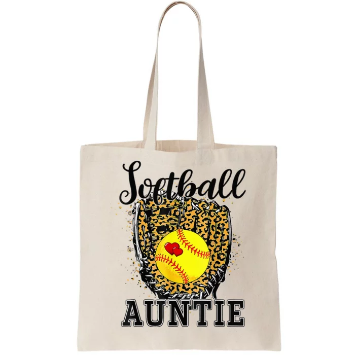 Softball Auntie Leopard Game Day Aunt Mor Softball Lover Tote Bag