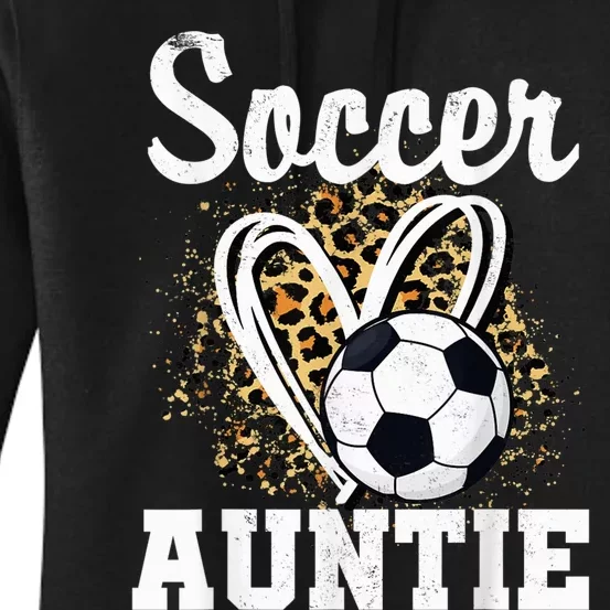 Soccer Auntie Leopard Heart Women's Pullover Hoodie