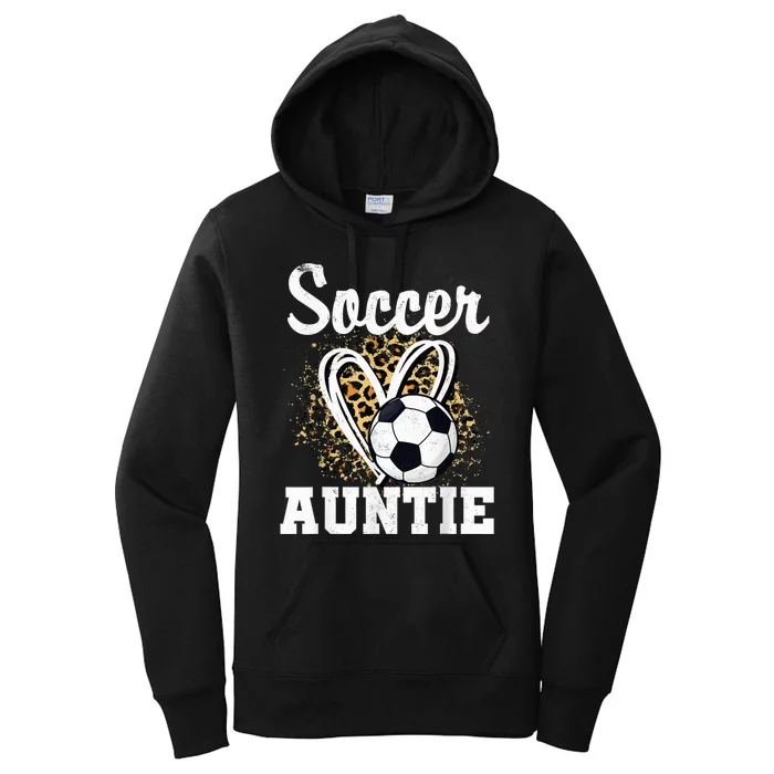 Soccer Auntie Leopard Heart Women's Pullover Hoodie