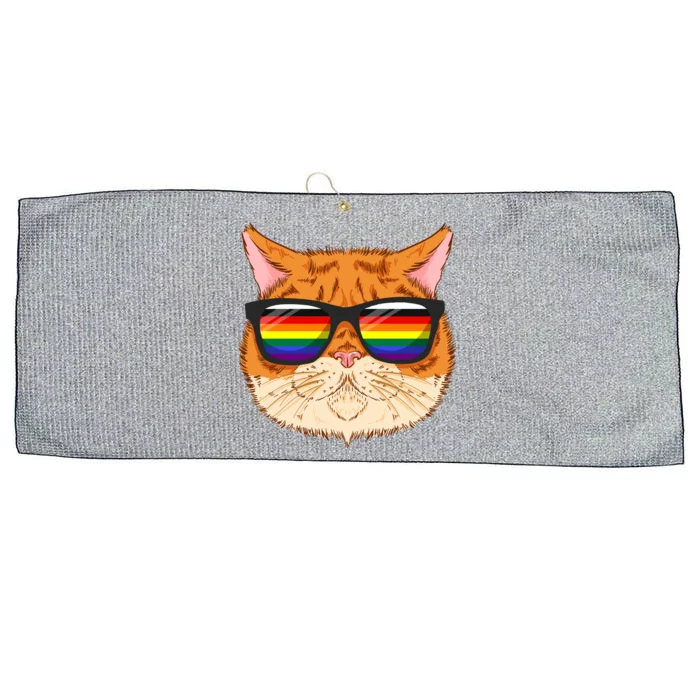 Straight Ally Lgbtq Cat Kitten Sunglasses Gay Pride Gift Large Microfiber Waffle Golf Towel